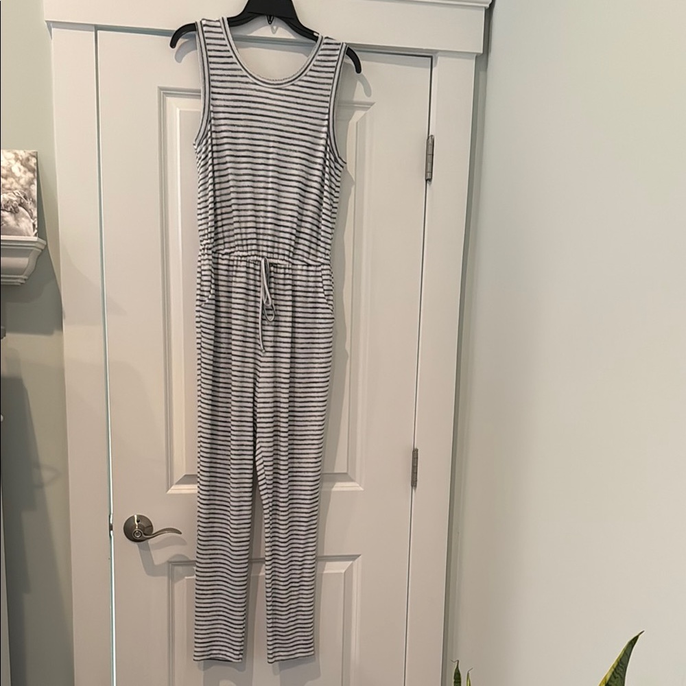 Copper Key Blue and White Striped Jumpsuit